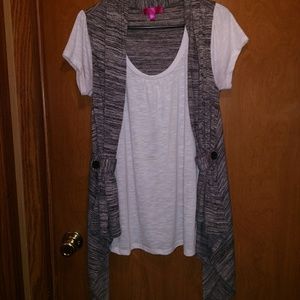 XL shirt with long front vest connected shirt